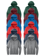 Mens Pullover Hoodies Adult Heavy Blend Soft & Cozy Hooded Sweatshirt Pack of 12 - Multicolor