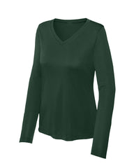 Premium Women's Long Sleeve 100% polyester V-Neck Tee
