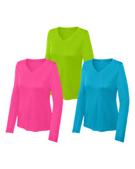 Women's Long Sleeve 100% polyester T-Shirt - Pack Of 3 - Multicolor 5