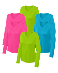 Women's Long Sleeve 100% polyester T-Shirt - Pack Of 6 - Multicolor 5