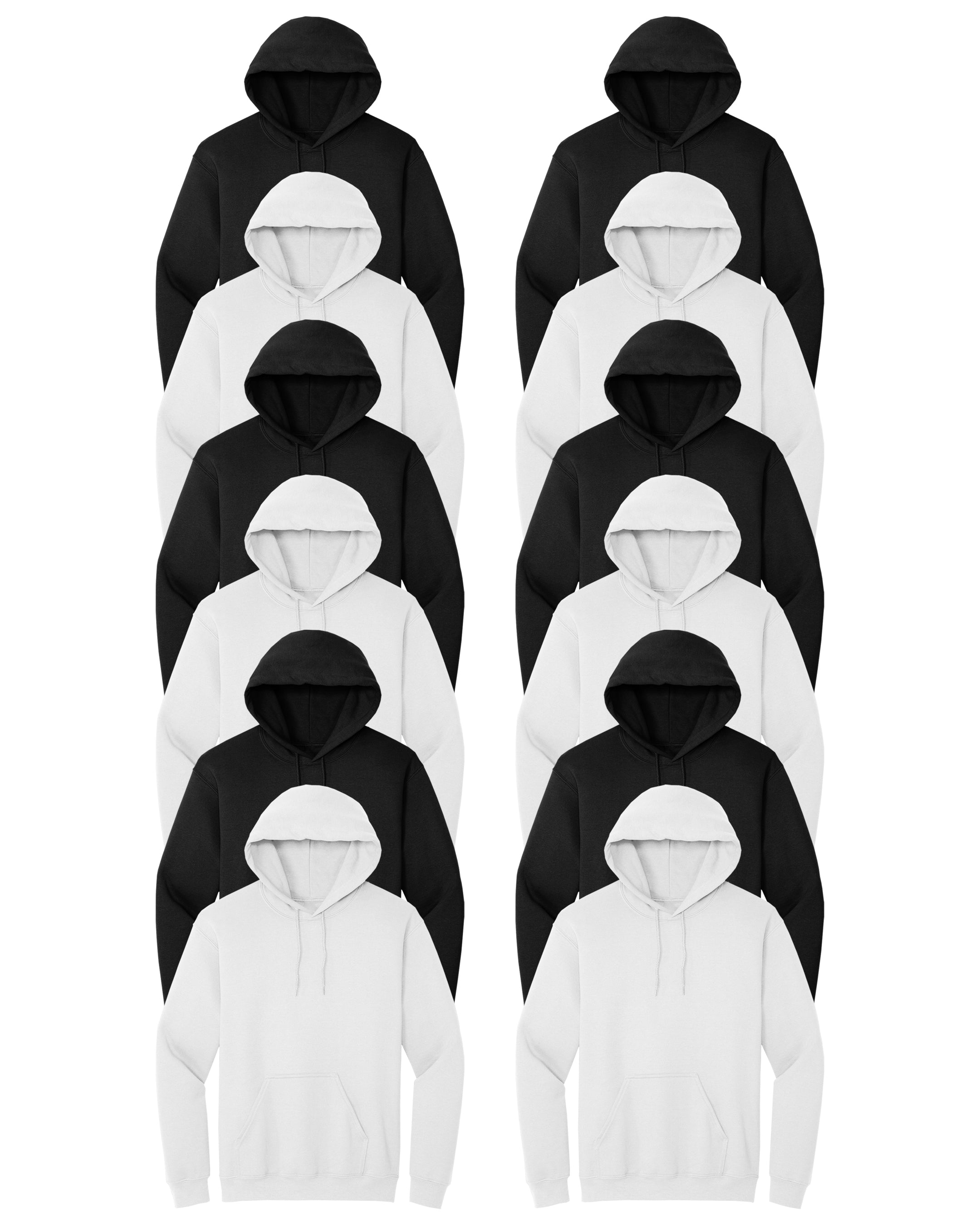 black and white hoodies 12 pack