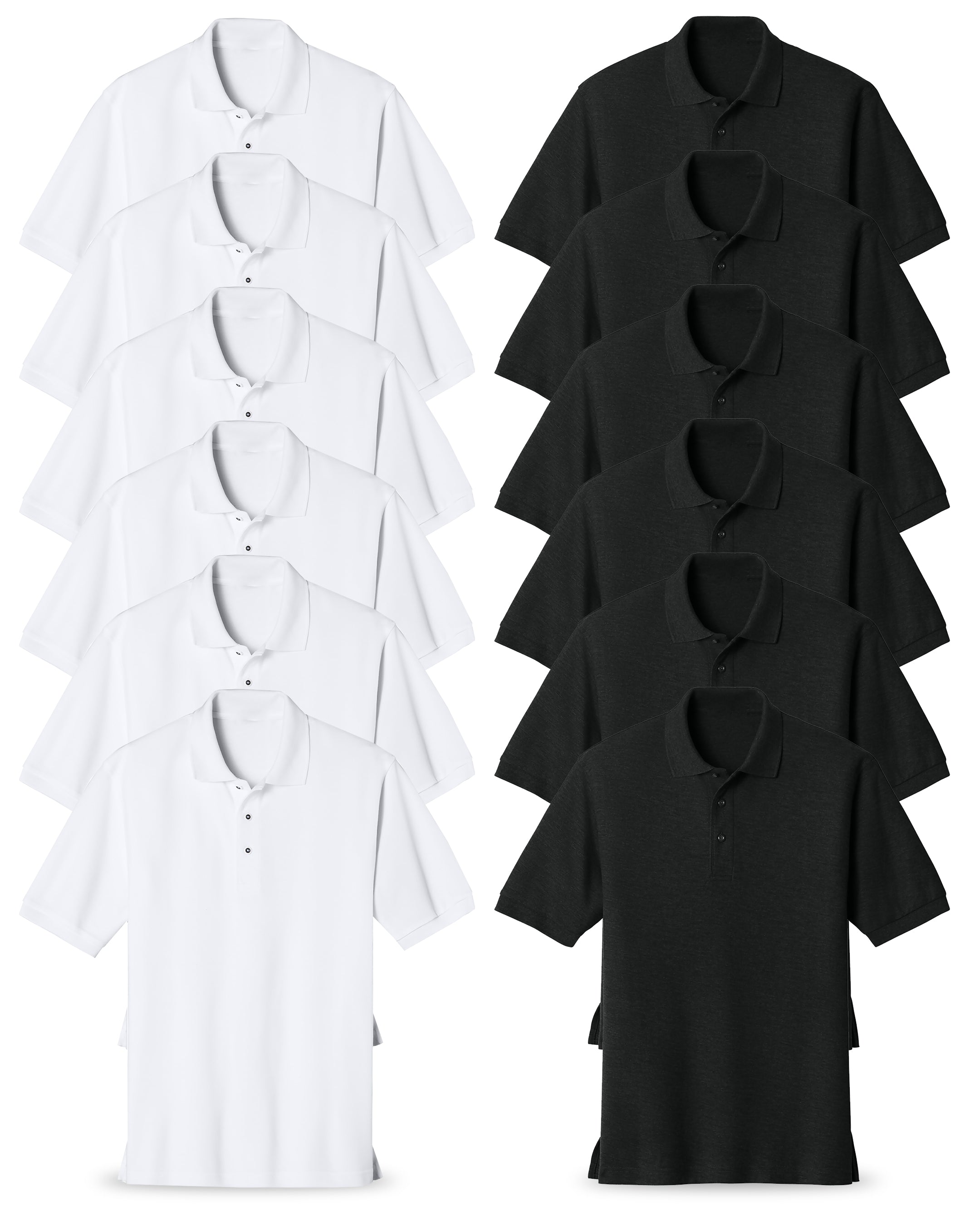 white and black polo shirt pack of 12