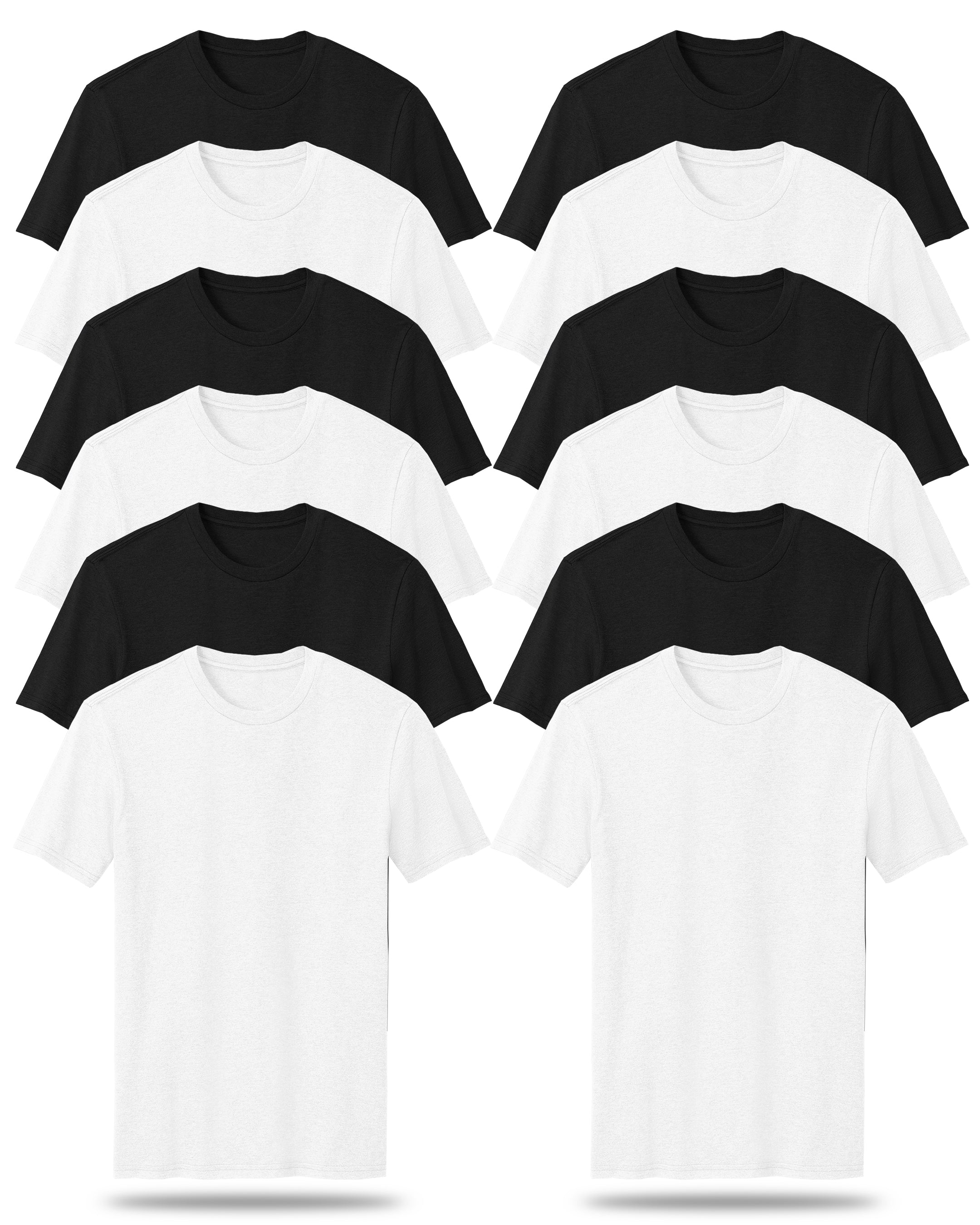 black and white t-shirt pack of 12