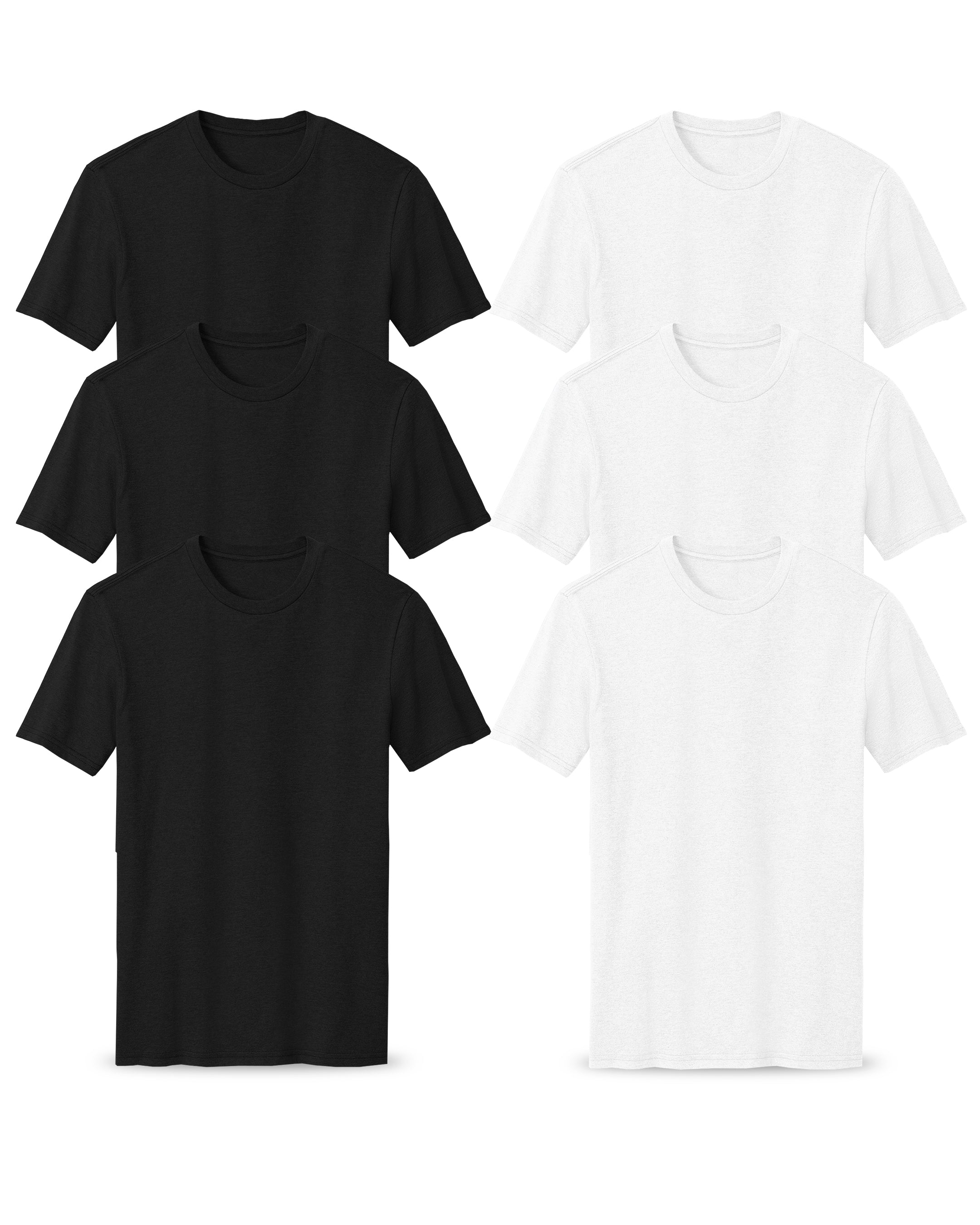 white and black t-shirts pack of 6