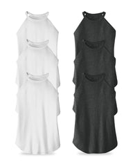 black and white womens tank-tops pack of 6