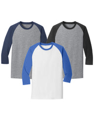Core Blend Heavy Cotton 3/4-Sleeve Raglan Tee - Casual Men's Jersey Baseball Shirt Pack of 3 - Multicolor