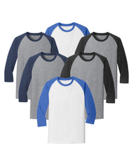 Core Blend Heavy Cotton 3/4-Sleeve Raglan Tee - Casual Men's Jersey Baseball Shirt Pack of 6 - Multicolor
