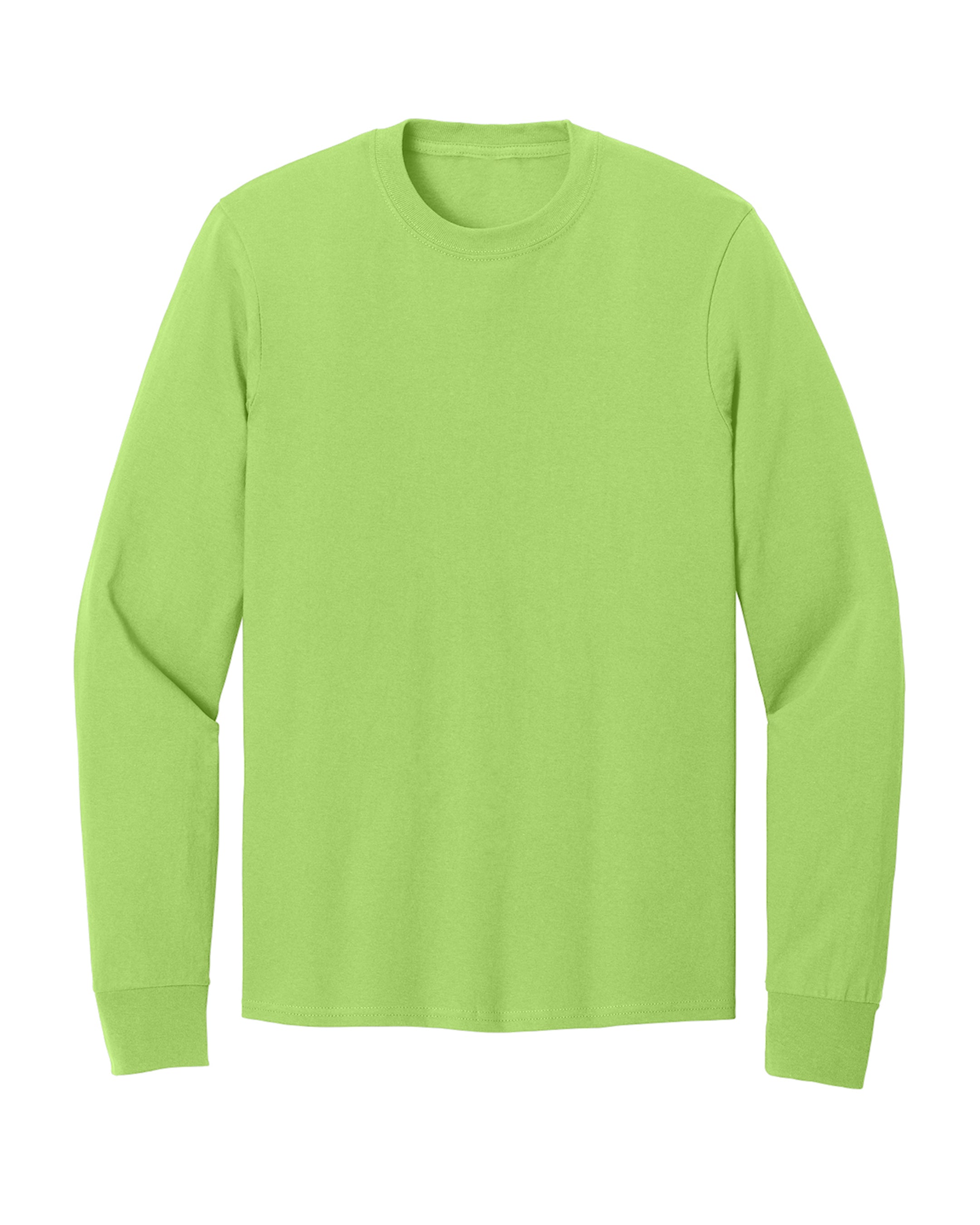 lime green long sleeve shirt on a white background