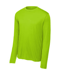 Lime green long-sleeve shirt on a white background