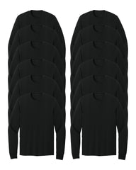 12 black long-sleeve shirts on a white background