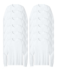 12 white long-sleeve shirts on a white background