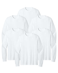 6 white long-sleeve shirts on a white background