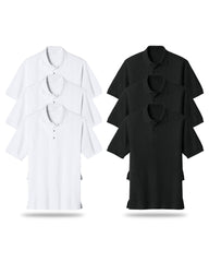 Black & White Plain Polo Shirts 06-Pack