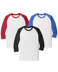 Core Blend Heavy Cotton 3/4-Sleeve Raglan Tee - Casual Men's Jersey Baseball Shirt Pack of 3 - Multicolor