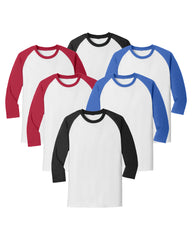 Core Blend Heavy Cotton 3/4-Sleeve Raglan Tee - Casual Men's Jersey Baseball Shirt Pack of 6 - Multicolor