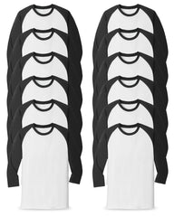 white and black long sleeve shirt pack of 12