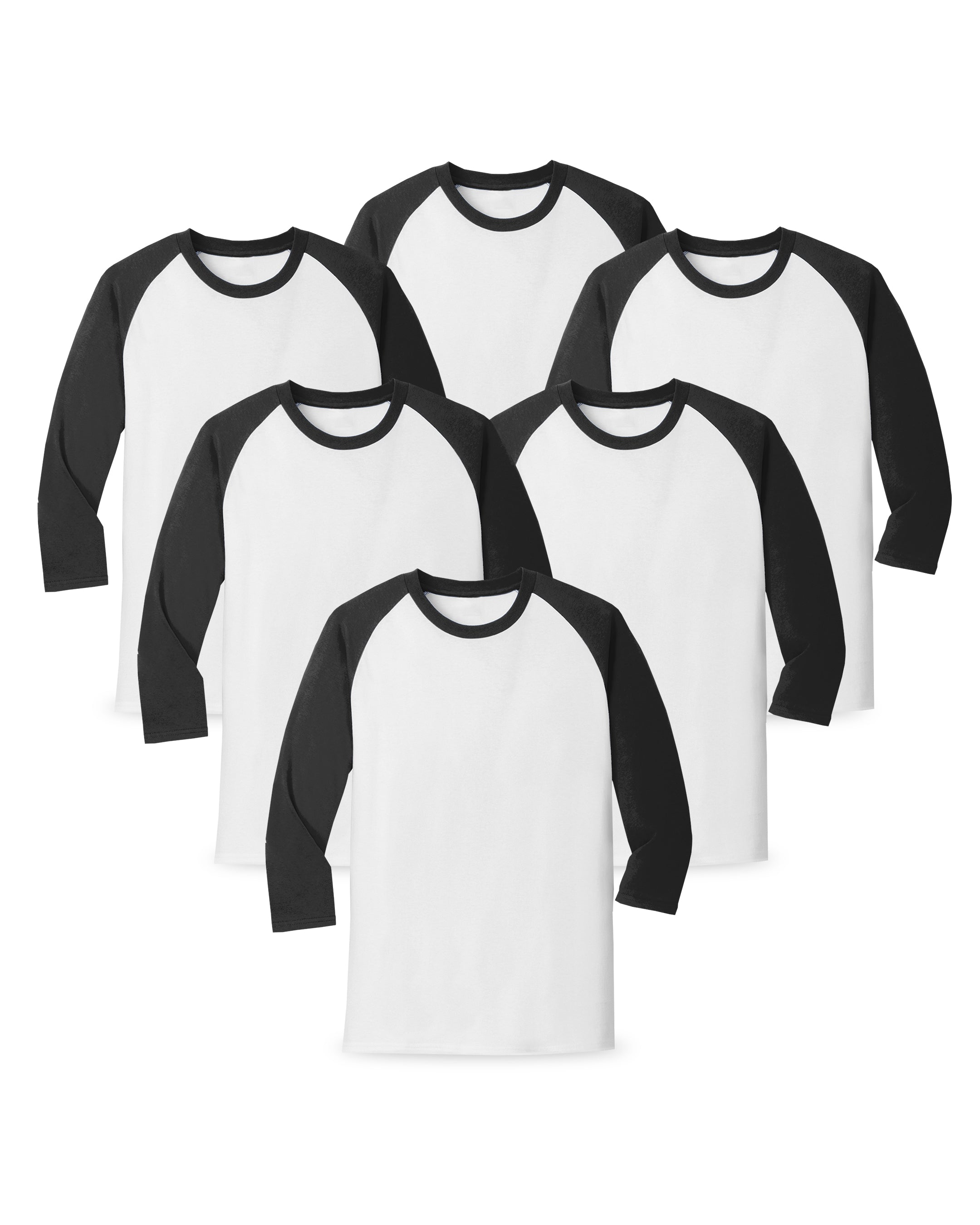 white and black long sleeve shirt pack of 6