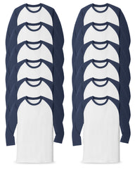 white and navy long sleeve shirt pack of 12