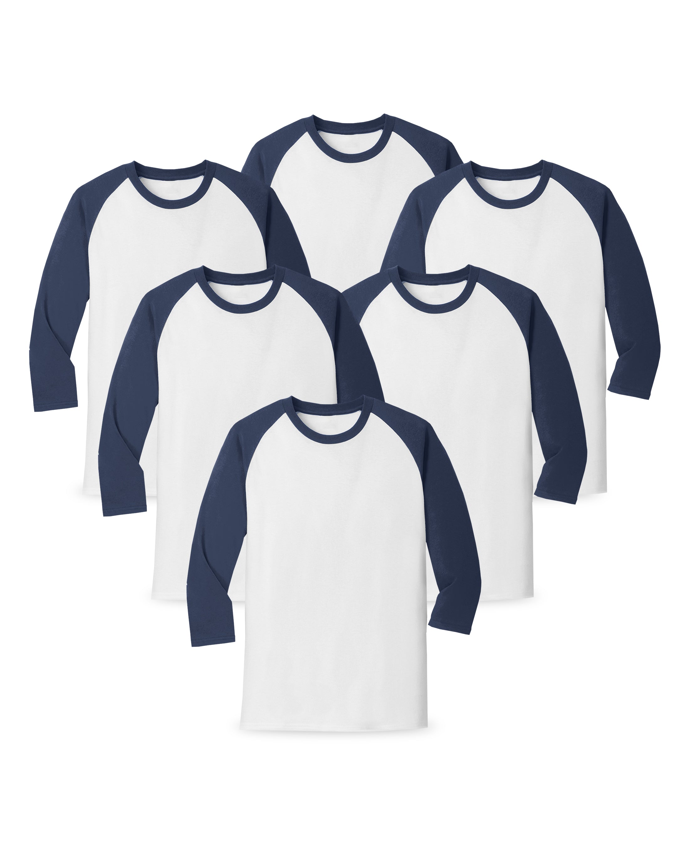 white and navy long sleeve shirt pack of 6