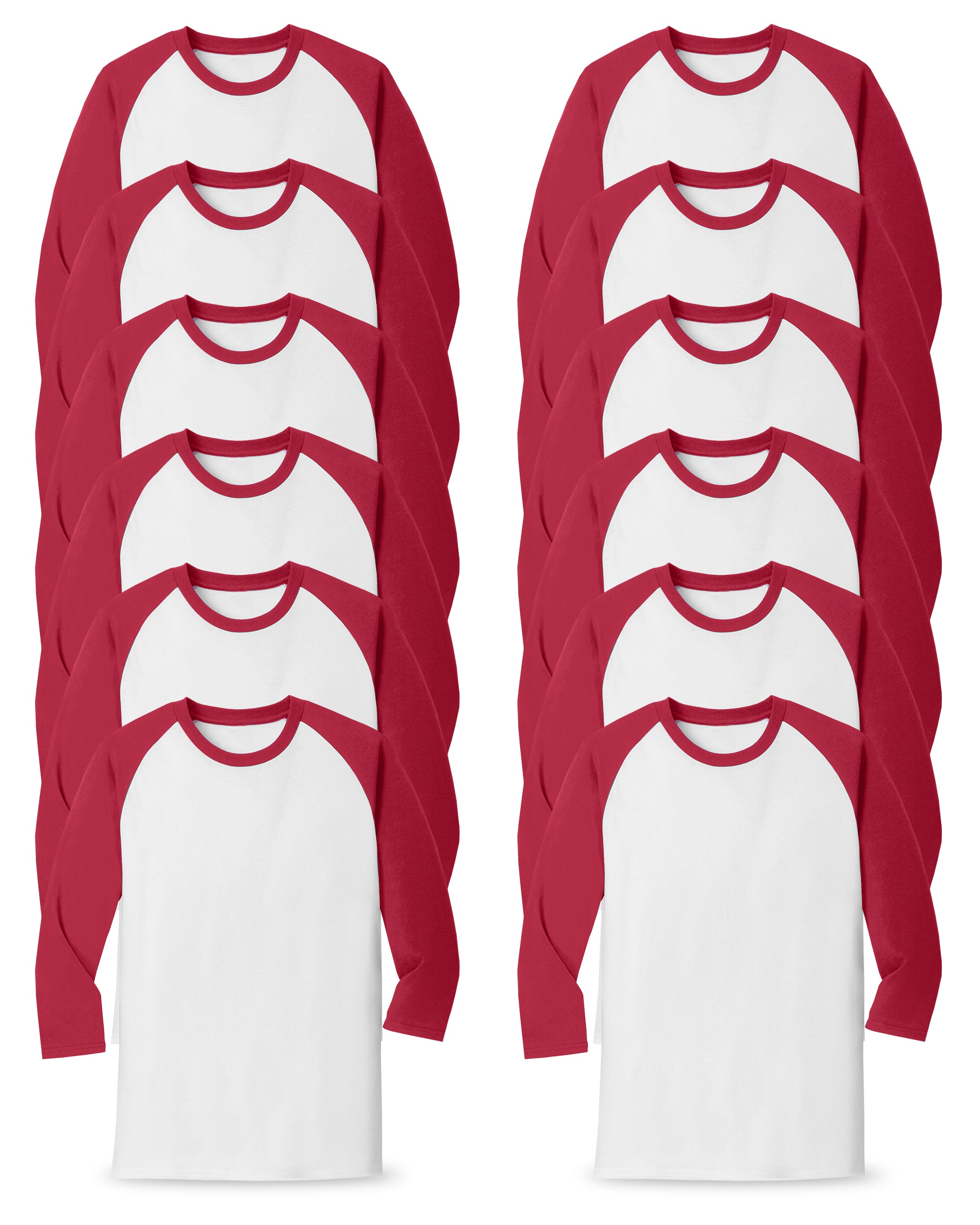 white and red long sleeve shirt pack of 12