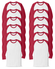 white and red long sleeve shirt pack of 12