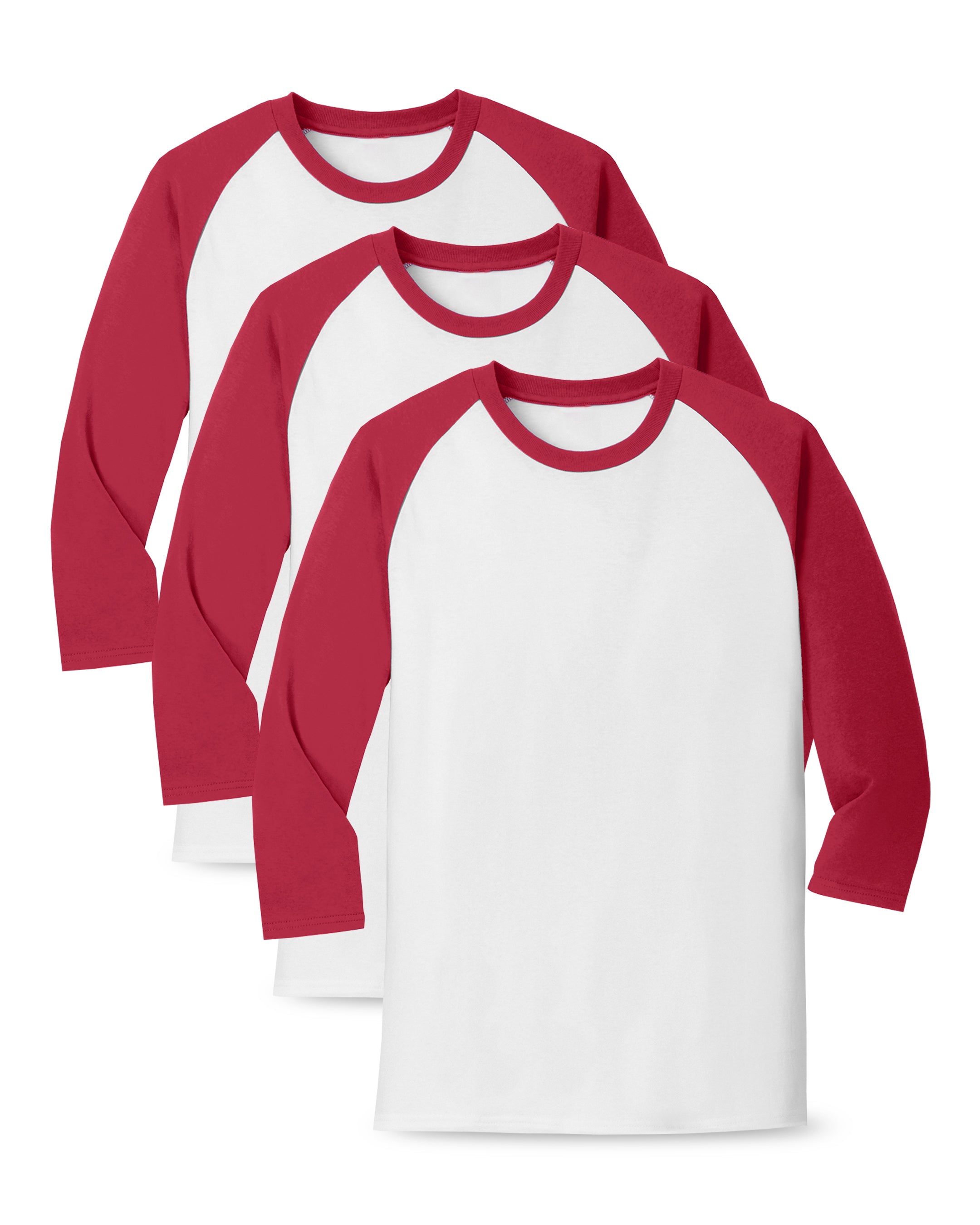 white and red long sleeve shirt pack of 3