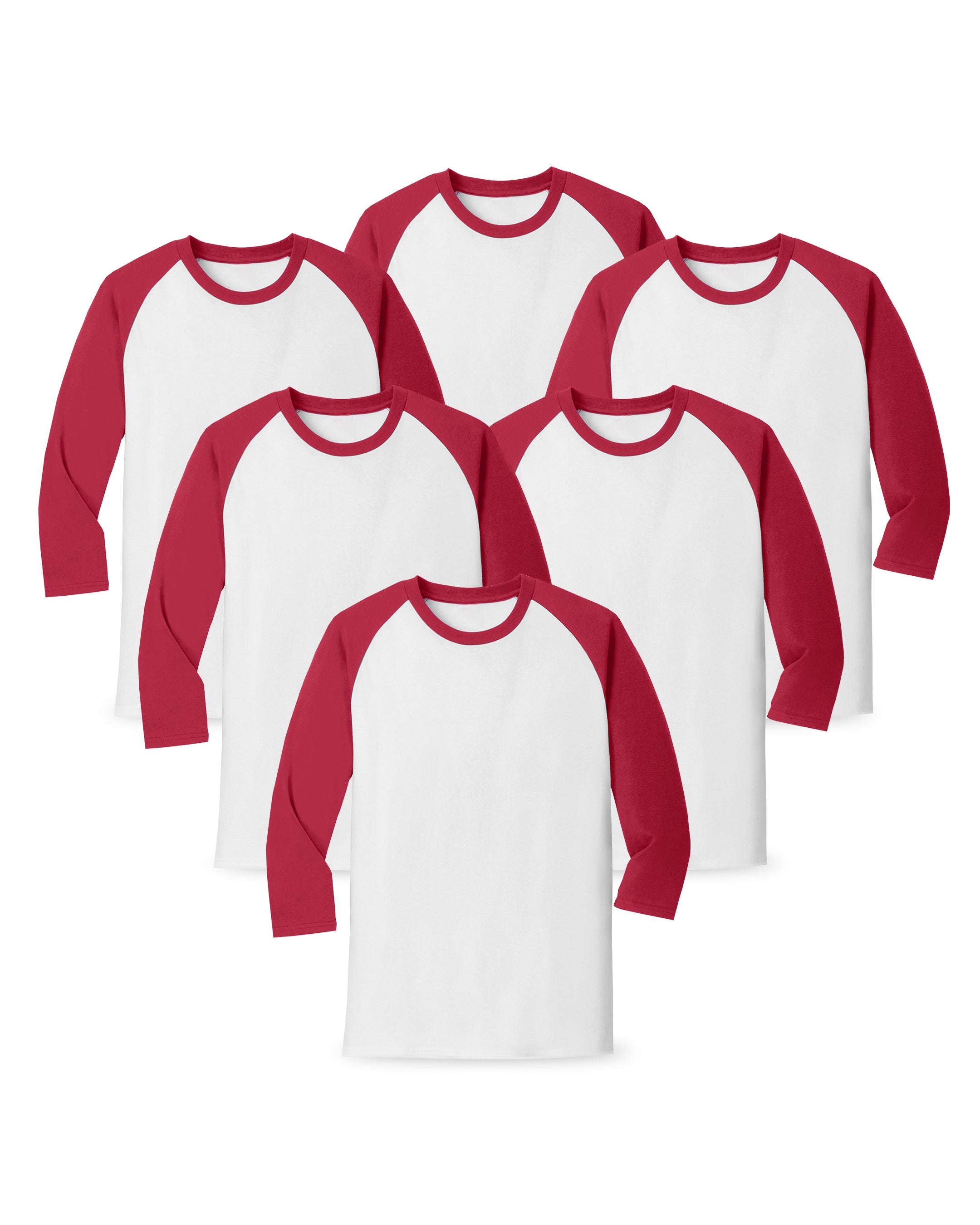 white and red long sleeve shirt pack of 6