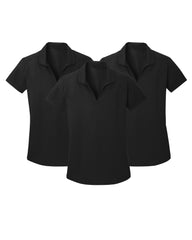 Three pack black polo shirts on a white background