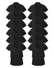 twelve pack black polo shirts on a white background