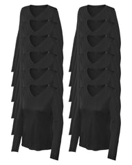 12 black long-sleeve V-neck shirts on a white background