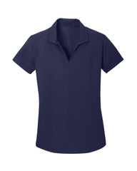 Navy blue polo shirt on a white background