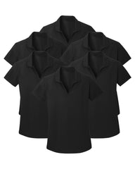 six pack black polo shirts on a white background