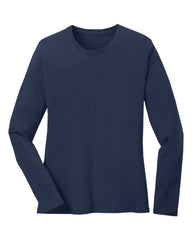 Navy blue long-sleeve shirt on a white background
