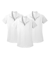 Three pack white polo shirts on a white background