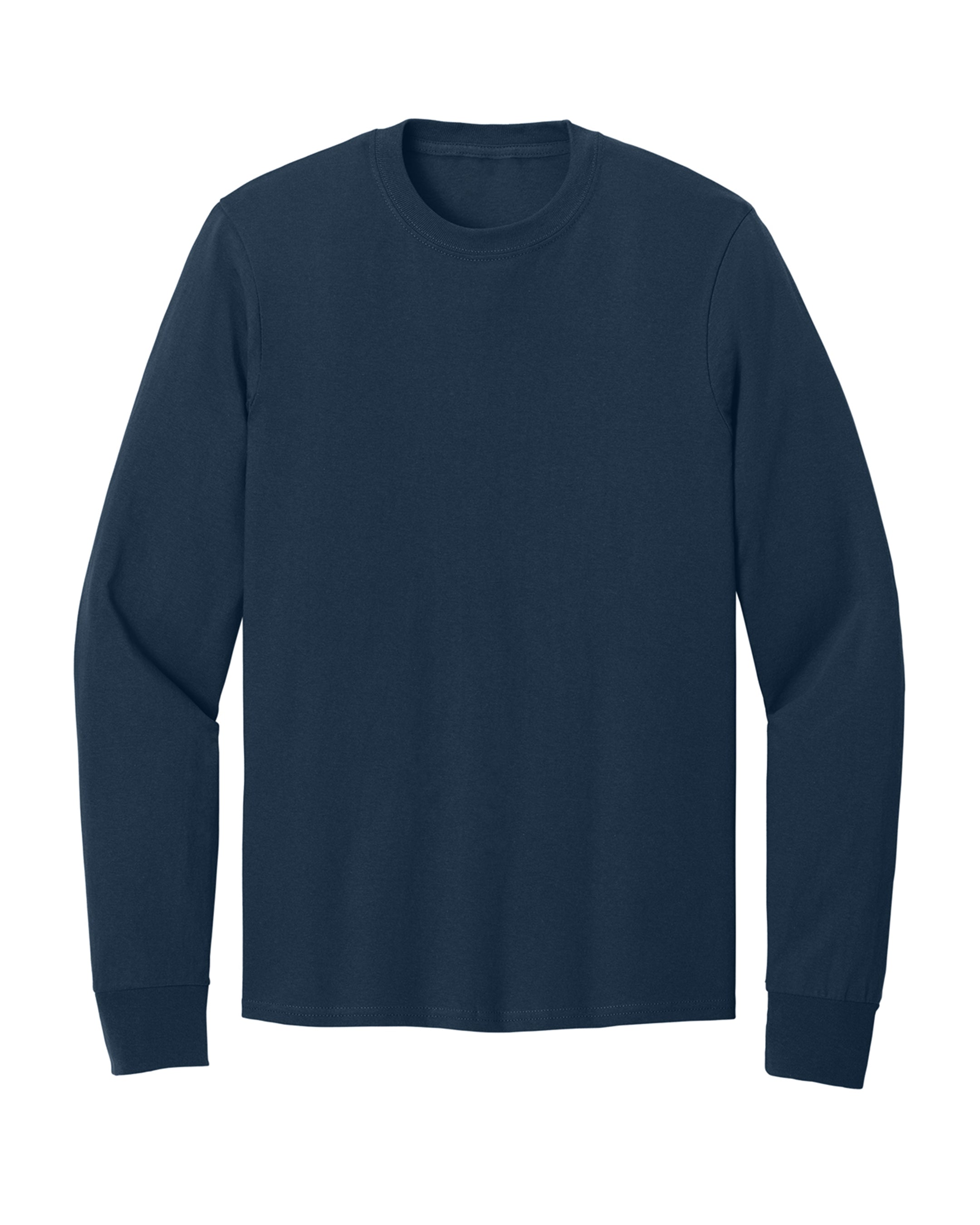 Navy blue long sleeve shirt on a white background