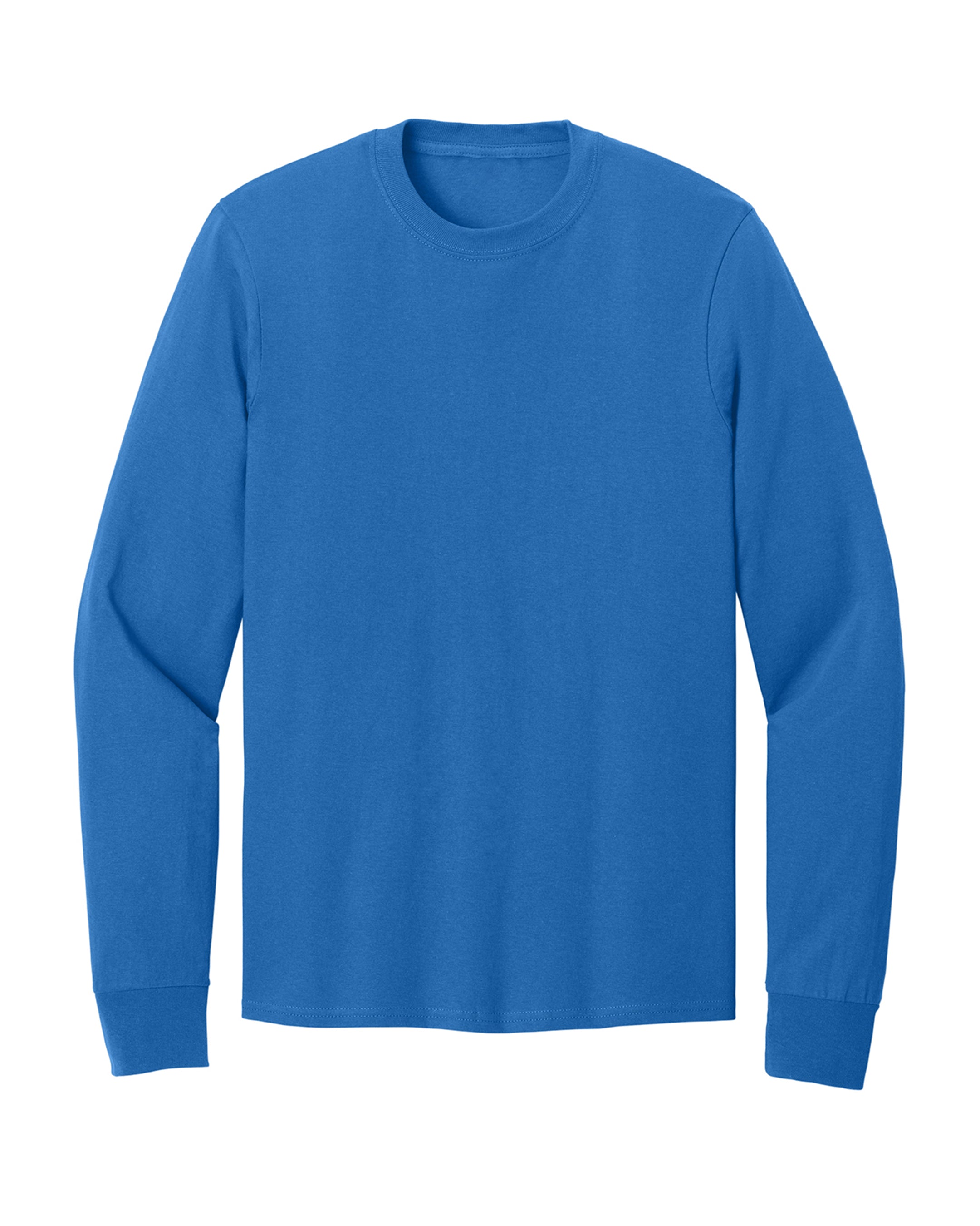 royal blue long sleeve shirt on a white backgrou