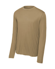 Tan brown long-sleeve shirt on a white background