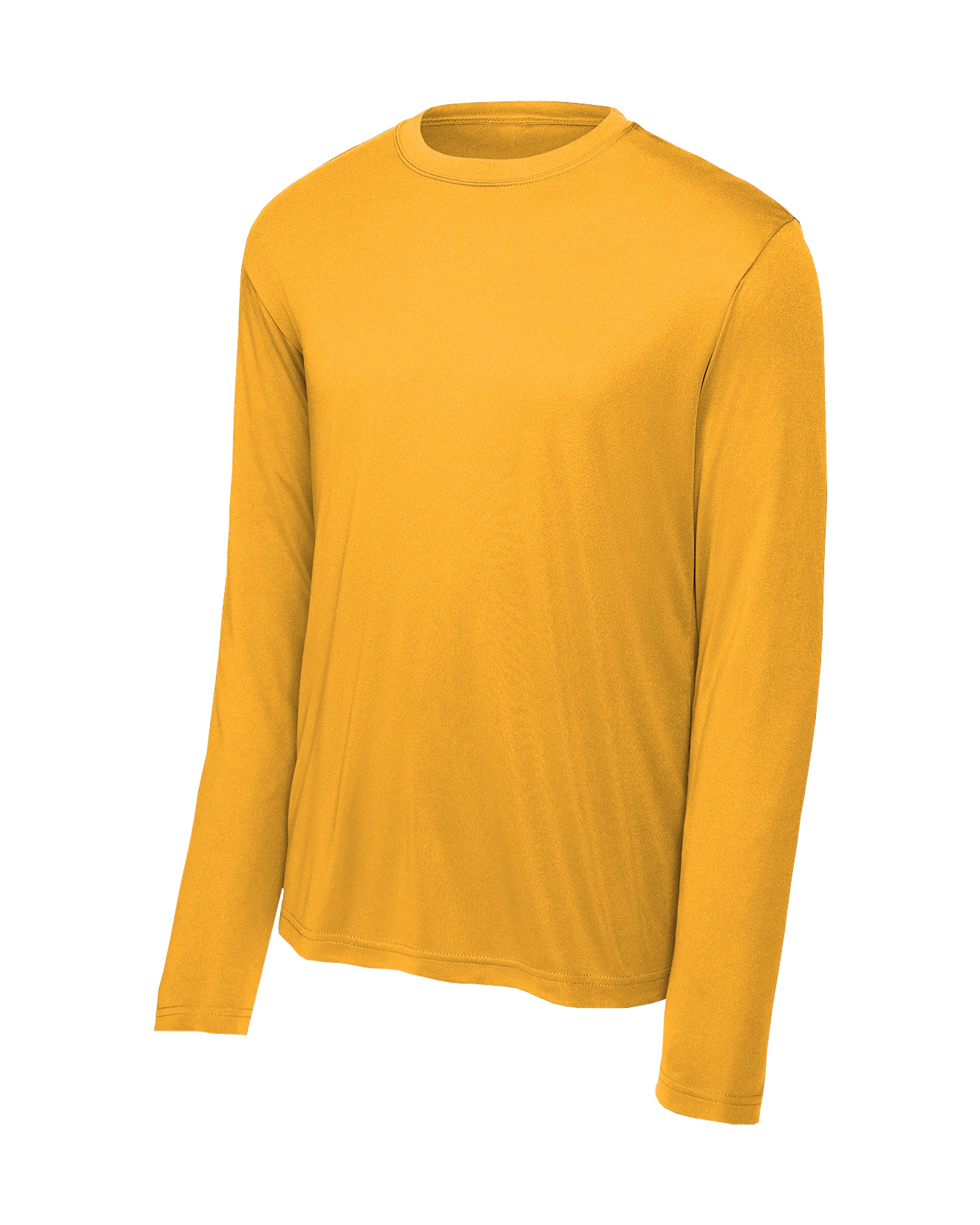 Yellow long-sleeve shirt on a white background