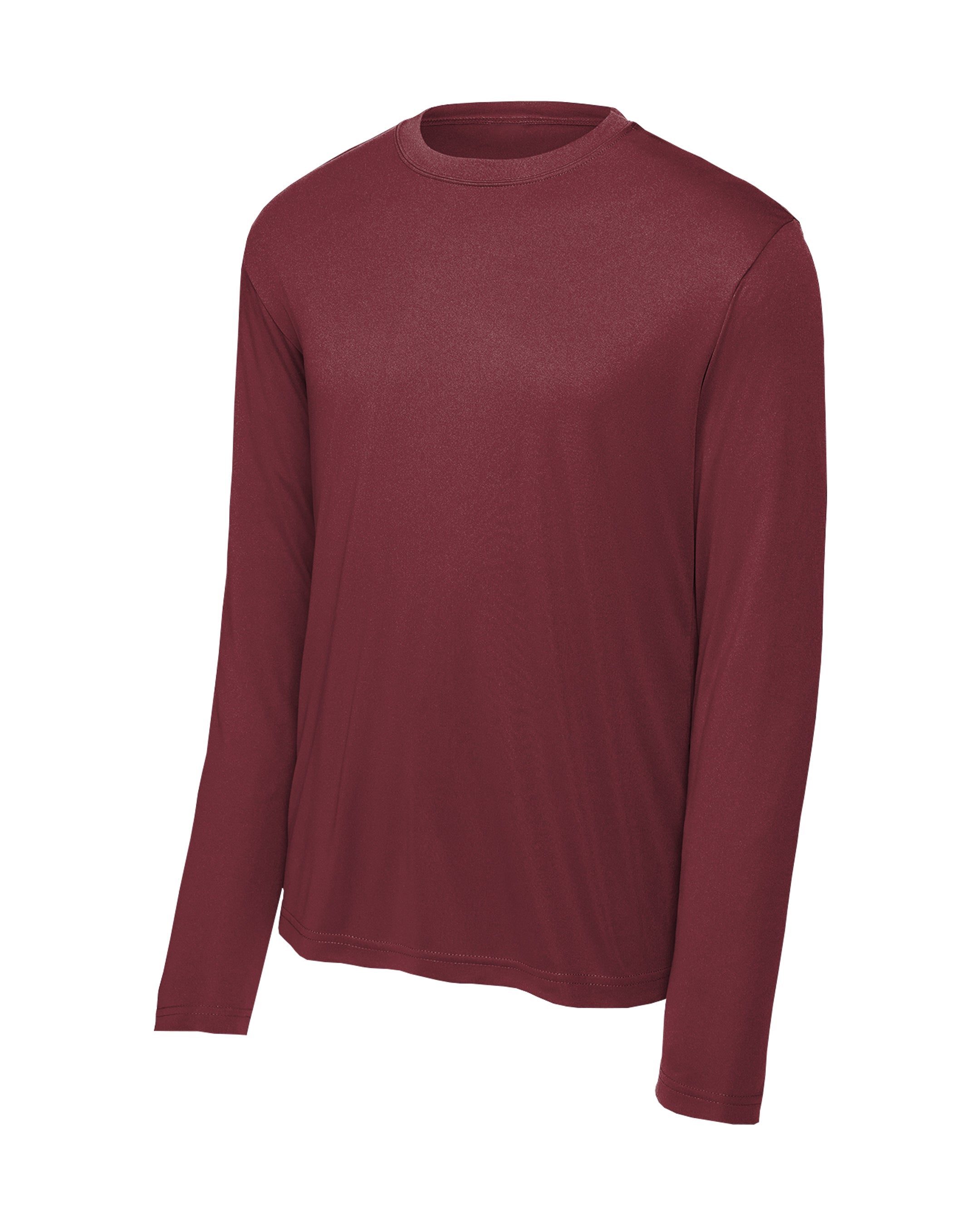 Maroon long-sleeve shirt on a white background