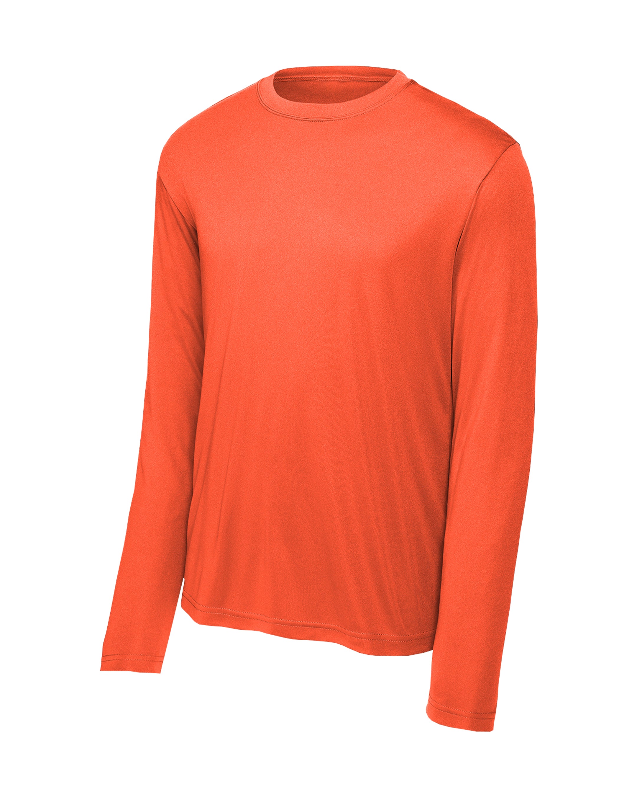 Neon Orange long-sleeve shirt on a white background