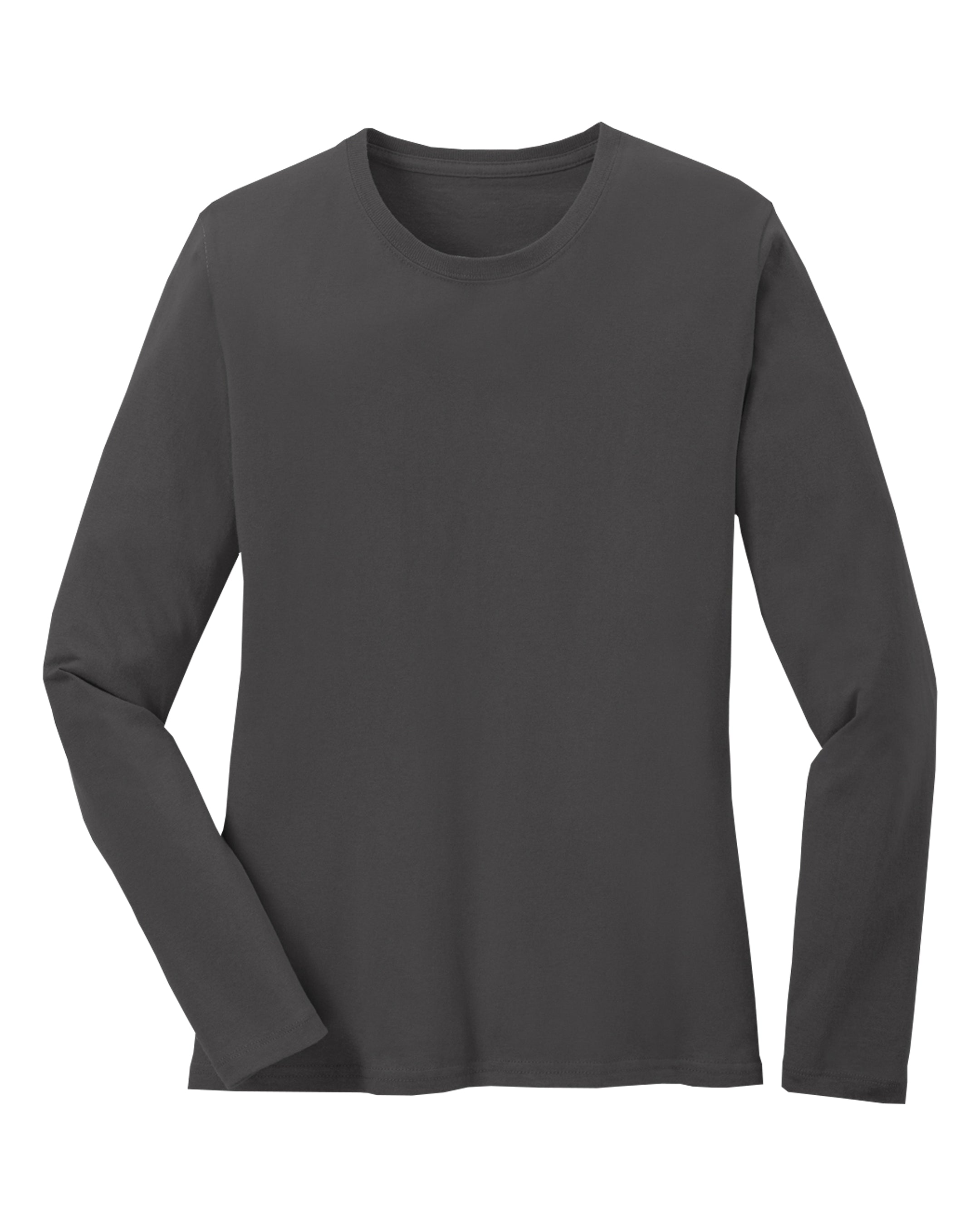 charcoal grey long-sleeve shirt on a white background