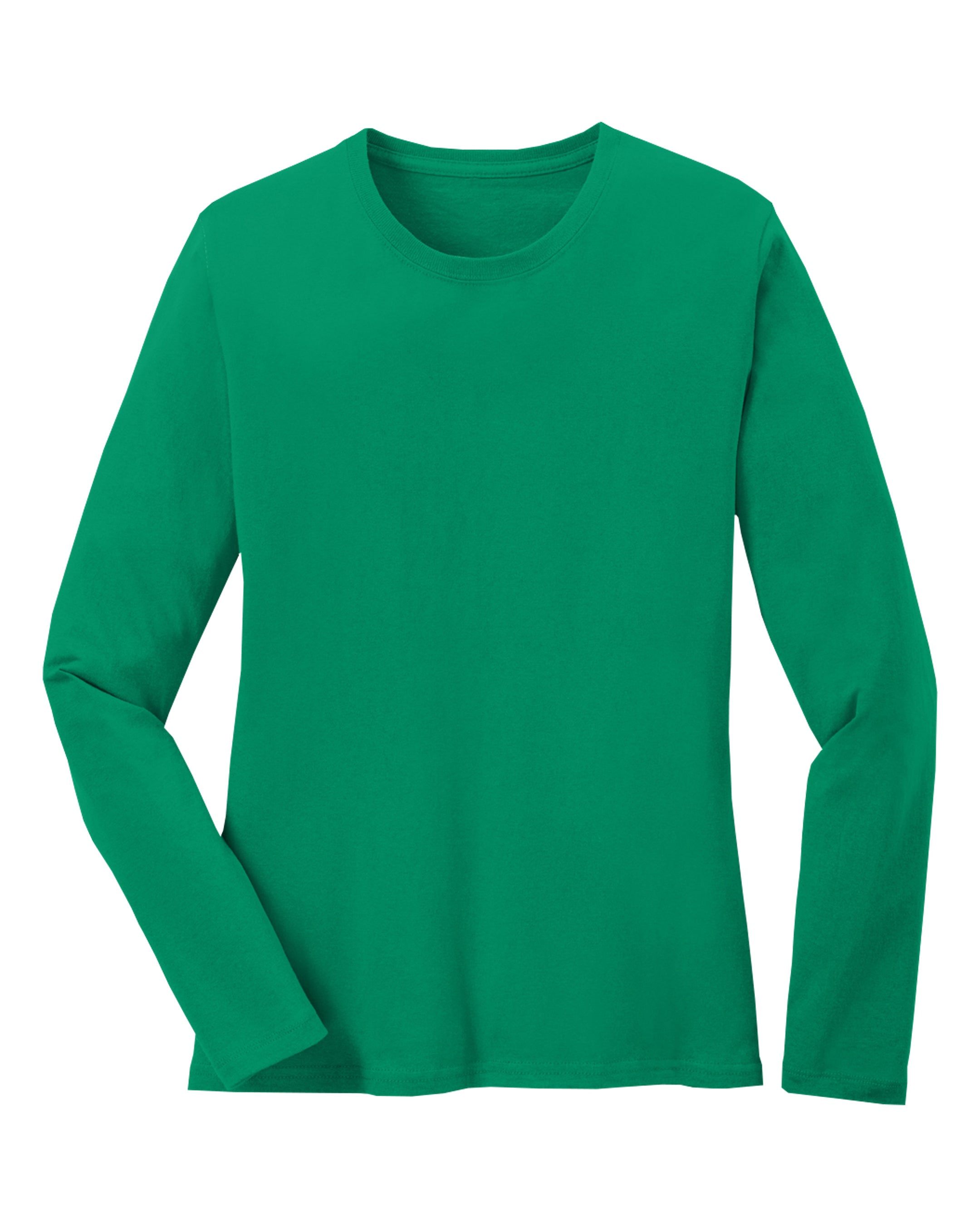 Green long-sleeve shirt on a white background