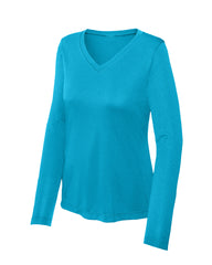 Atomic blue long-sleeve shirt on a white background