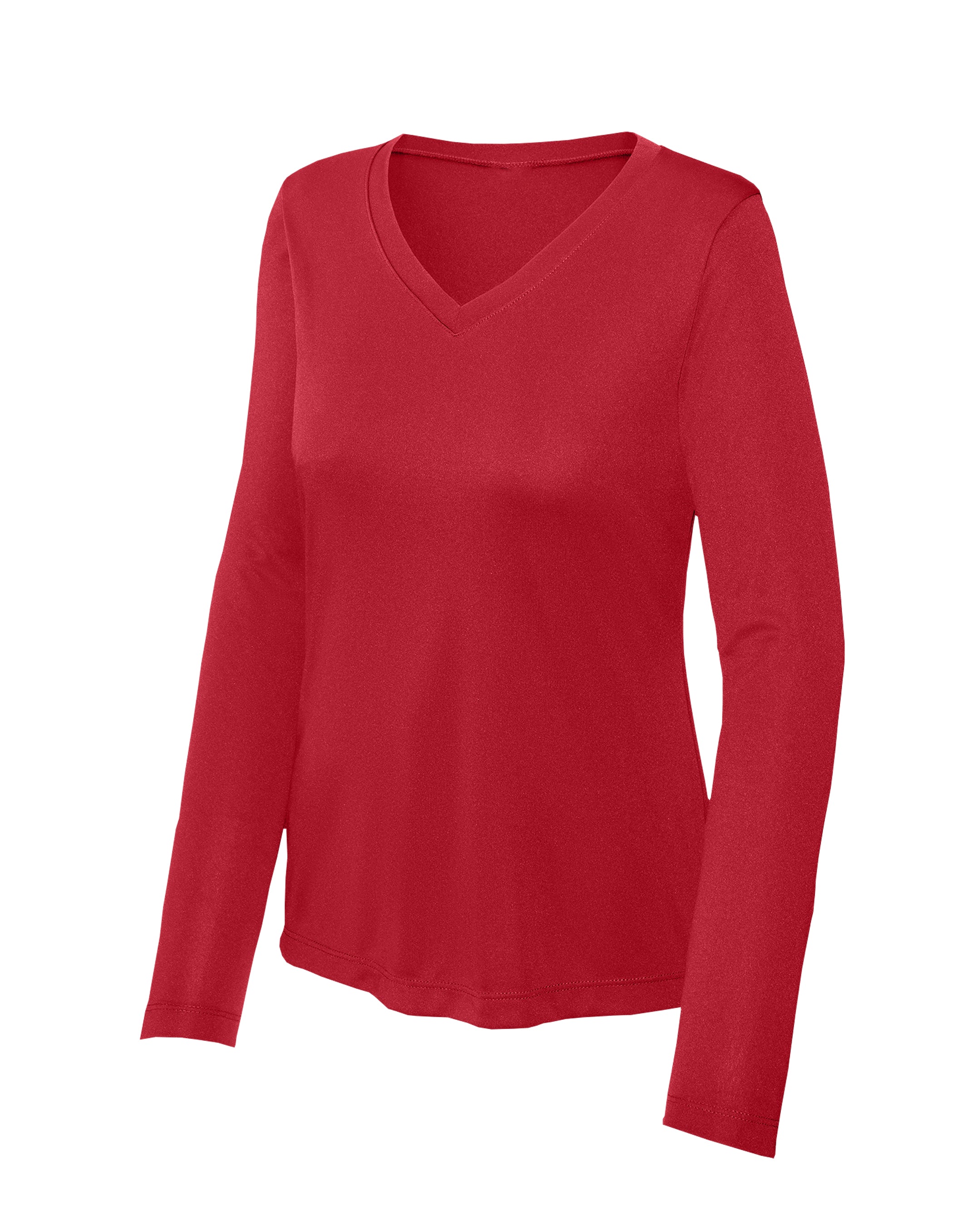 Red long-sleeve shirt on a white background